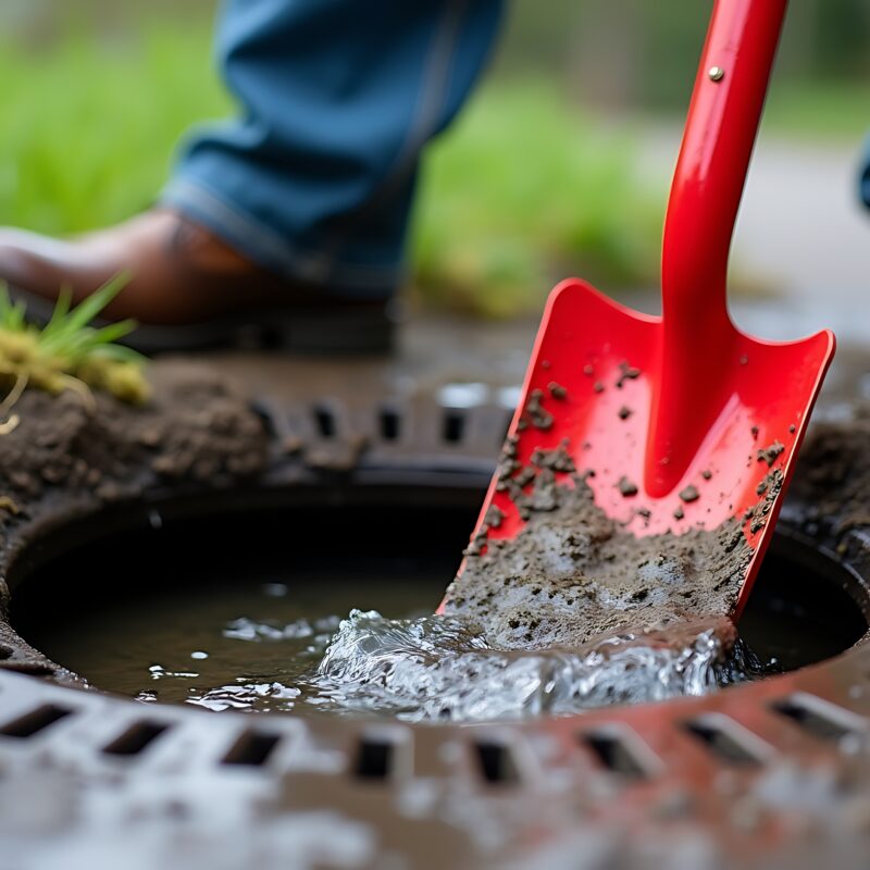 drain blocked with mud
